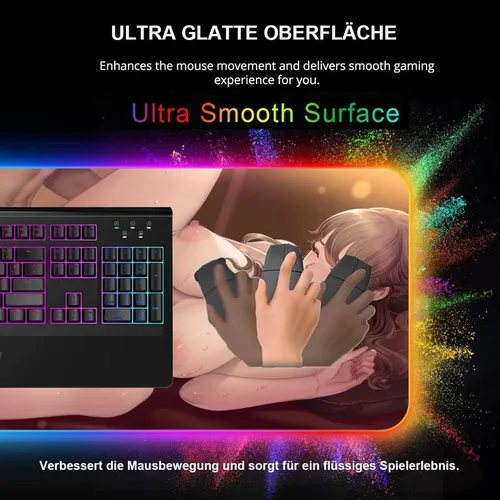 Vista 5 de Mouse Pads Sexy Anime Girl Mousepad Gamer Led RGB Mause Pad Game Mats Computer Accessories Desk Mat Deskmat Gaming XXL 31.49 inch x12 inch