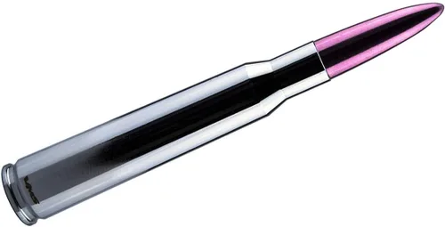Vista 6 de VMS Racing 50 Cal Caliber - Antena de bala de punta cromada rosa en calibre pesado mecanizado CNC de aluminio corto compatible con Chevrolet