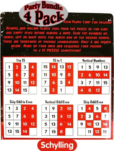 Vista 2 de Schylling The 15 Puzzle - Number Slide Brain Teaser (paquete de 4)