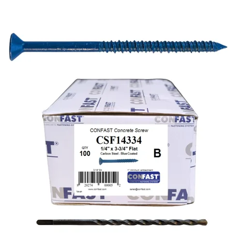 Vista 13 de CONFAST Tornillo de Anclaje para Concreto Phillips Plano Azul de 1/4" x 1-1/4" con Broca para Anclaje en Mampostería, Bloque o Ladrillo