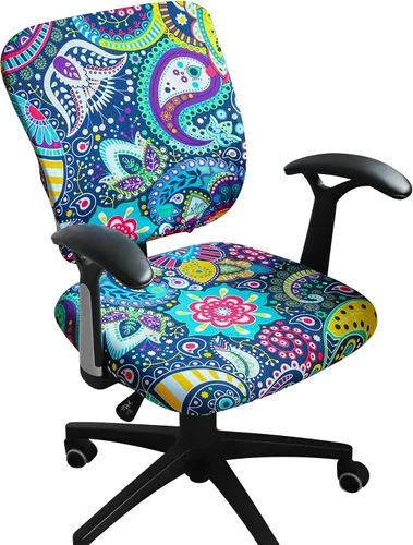 Vista 22 de Forcheer - Funda para asiento de silla de oficina 19x19 pulgadas, estirable impresa, funda pequeña ajustada para silla de escritorio de computadora