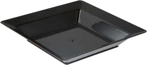 Vista 2 de Restaurantware - Platos de aperitivo de 4.3 x 4.3 pulgadas, 100 platos cuadrados desechables de plástico, duradero, elegante, plato de plástico Negro
