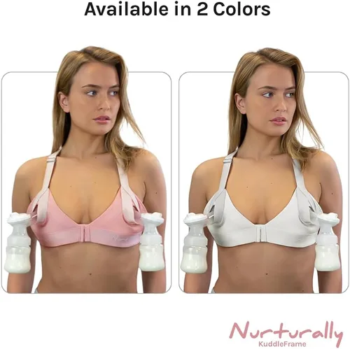 Vista 7 de Nurturally - Brasier de extractor de leche manos libres, se adapta a 36A a 46D, sujeción firme, ajustable y cómodo, sujetadores de bombeo manos Rosa