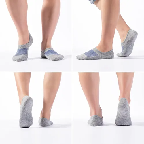 Vista 5 de IDEGG - Calcetines deportivos de algodón de corte bajo con agarre antideslizante para hombres