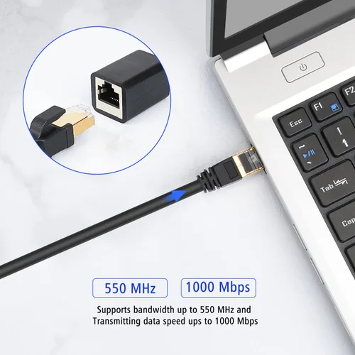 Vista 5 de J&D Cable de extensión Ethernet (paquete de 2), adaptador de cable extensor Ethernet Cat 6 (3 pies), compatible con estándares Cat6, Cat5e, Cat5