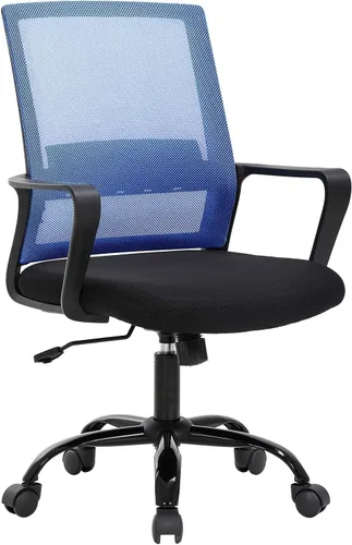 Vista 10 de BestOffice Silla giratoria para computadora, soporte lumbar ejecutivo, silla de malla, taburete ajustable para mujeres y hombres (negro)