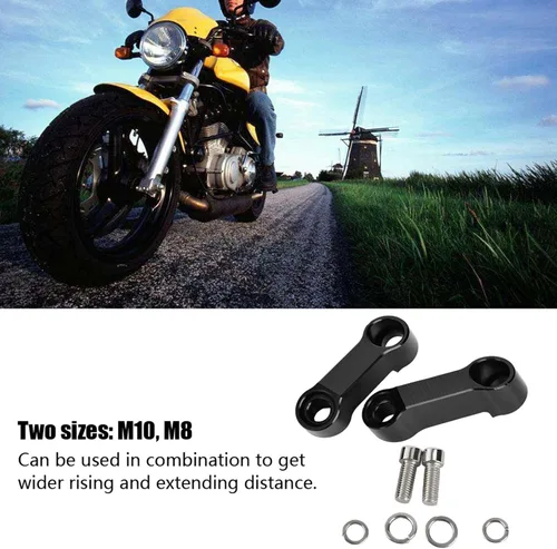 Vista 4 de Qiilu Kit de extensión de adaptador de extensión de espejo retrovisor para motocicleta, kit de extensión de espejo extensor de aleación de aluminio