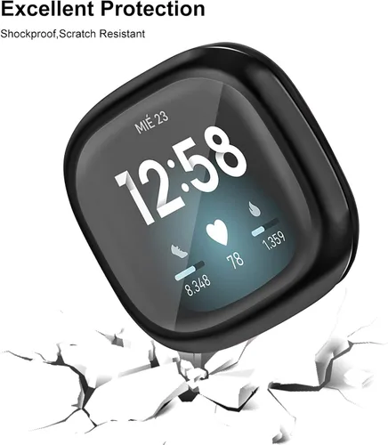 Vista 3 de [Paquete de 4] Funda protectora de pantalla compatible con Fitbit Sense 2 / Fitbit Versa 4, funda protectora completa de ajuste delgado, a prueba