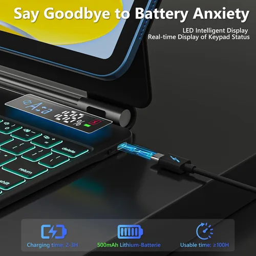 Vista 12 de FUWANG for iPad A16 11th/10th Generation Case with Keyboard, Magic Keyboard with Power Display, Multi-Touch Trackpad Floating Cantilever Stand