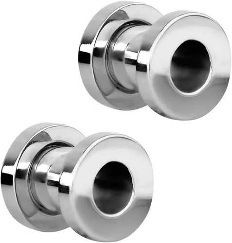 Vista 10 de Aretes expansores de oreja a rosca, de acero inoxidable, de 0.04" a 0.63", se venden por par.