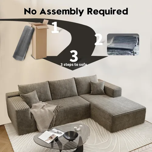 Vista 6 de Sofá seccional Cloud de 107.5" con chaise en forma de L, sofá modular moderno con asiento profundo, sofás tapizados para sala de estar, dormitorio