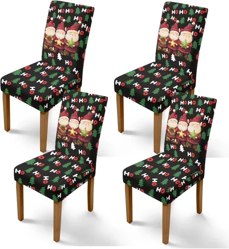 Vista 57 de Rnyleeg Juego de 1 fundas navideñas para sillas de comedor, color azul oscuro, fundas protectoras extraíbles y lavables para sillas de cocina