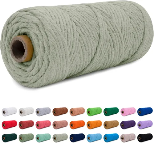Vista 14 de CAMAL Cordón de macramé de 0.157 in x 109 yardas (328.1 ft), cuerda de algodón de color para tejer, manualidades, colgar en la pared, proyectos