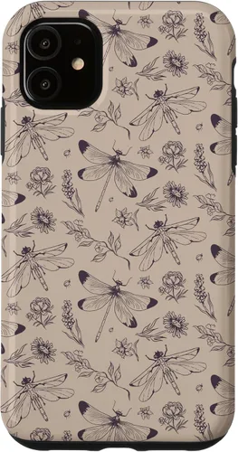 Vista 8 de Vintage Dragonfly Tan Sand Beige Wildflower Floral Flower Case for iPhone 16