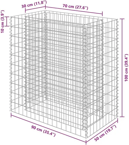Vista 3 de vidaXL Gabion - Cama elevada de acero galvanizado 35.4"x19.7"x39.4