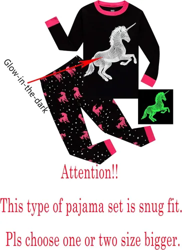 Vista 2 de KikizYe Conjunto de pijama de manga larga para niñas, 100% algodón