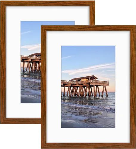 Vista 17 de Golden State Art, Portarretratos de 12 x 16 pulgadas, madera maciza con cristal real, para exhibir fotos de 8 x 12 pulgadas con paspartú o de 12 x