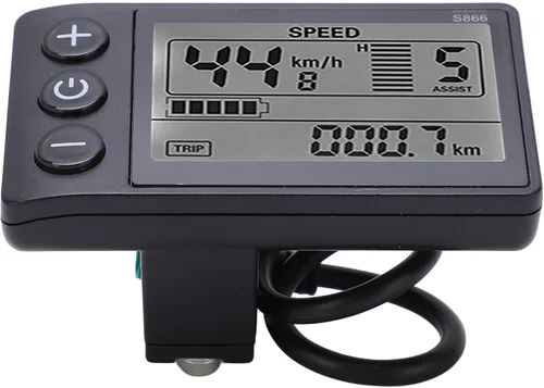 Vista 2 de Computadora de bicicleta, velocímetro de bicicleta S866, medidor de pantalla LCD, IP65, odómetro de ciclismo, 24 V, 36 V, 48 V, panel de control