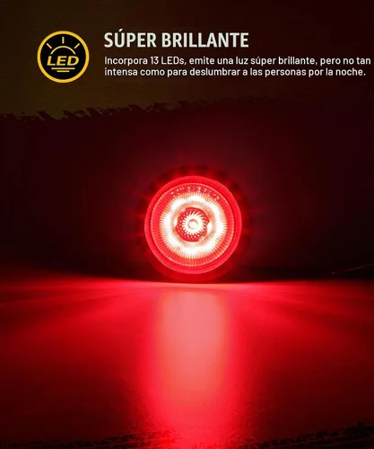 Vista 2 de Partsam - Juego de 5 luces redondas rojas de 6.3 cm con 13 LED para camiones de remolque, luces laterales de posición con reflectores, IP67 a prueba