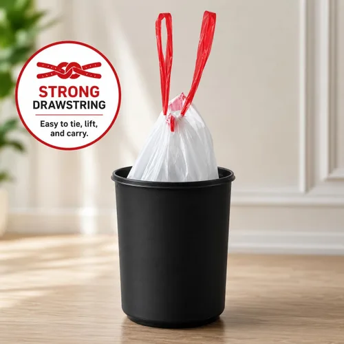Vista 8 de Bolsas de basura pequeñas con cordón blanco de 1.2 galones (240 bolsas), código A, 4.5 litros, bolsas de basura para baño, bolsas de basura de 1