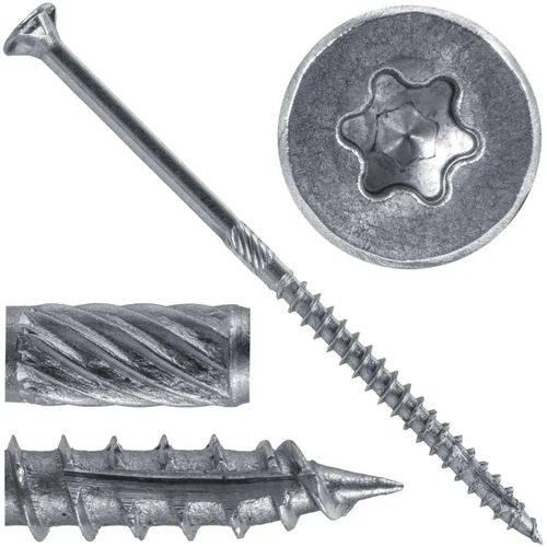 Vista 27 de 8 x 1 revestimiento exterior recubierto de bronce, tornillo de madera multiusos compatible con ACQ, cabeza plana Torx/Star Drive de 1 libra, 288