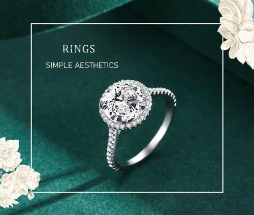 Vista 2 de Anillos llamativos de plata de ley 925 de lujo con piedras preciosas clásicas de moda para ella (color plata, nulo 8 de EE. UU.)