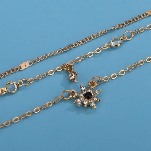 Vista 4 de Collar dorado con estrella solar para mujer, collares de moda para mujeres hermosas, Metal