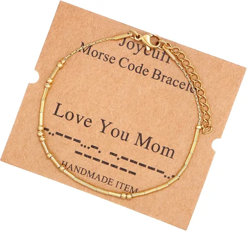 Vista 267 de JoycuFF Pulseras inspiradoras de código morse para mujeres, cuentas de plata, joyería con mantra de motivación, regalos para ella