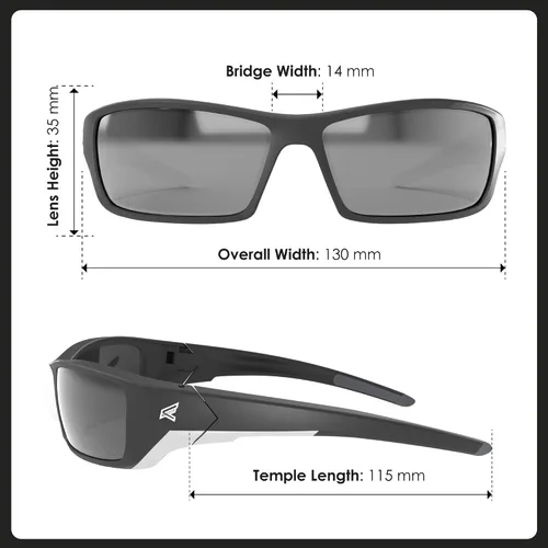 Vista 5 de Edge Reclus gafas de seguridad con clasificación ANSI - Marco negro/lentes antirreflectantes