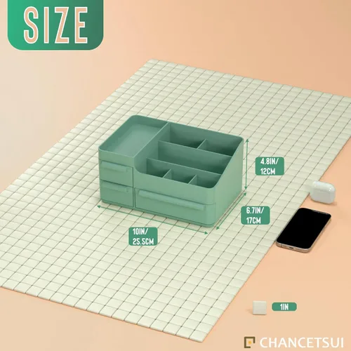 Vista 5 de CHANCETSUI Organizador de maquillaje con cajones, organizador de encimera para cosméticos, soporte de tocador para lápiz labial, pinceles, lociones
