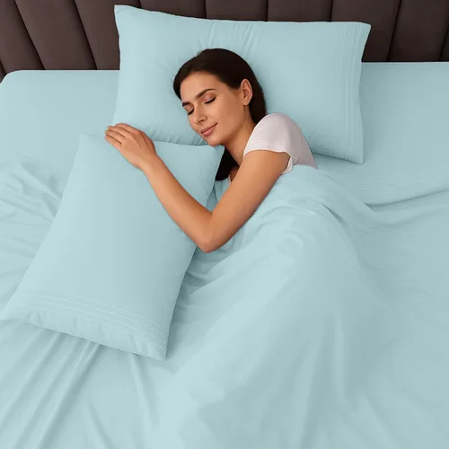 Vista 201 de LUX Décor - Juego de sábanas Twin de microfibra ultrasuave de 3 piezas con sábana encimera, sábana bajera de 16 pulgadas de profundidad y funda
