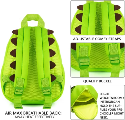 Vista 5 de yisibo Mochila de dinosaurio para niños y niñas, ligera, impermeable, preescolar, viajes, para niños y niñas, para niños de 2 a 7 años