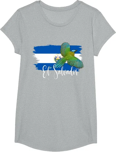 Vista 83 de Camiseta con la bandera de El Salvador, mapa de El Salvador, camiseta de Salvador para mujer, Negro