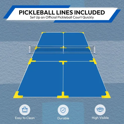 Vista 5 de A11N SPORTS Juego de iniciación de pickleball prémium para entrada, red portátil de 22 pies, marcadores de cancha, 4 paletas, pelotas y bolsa