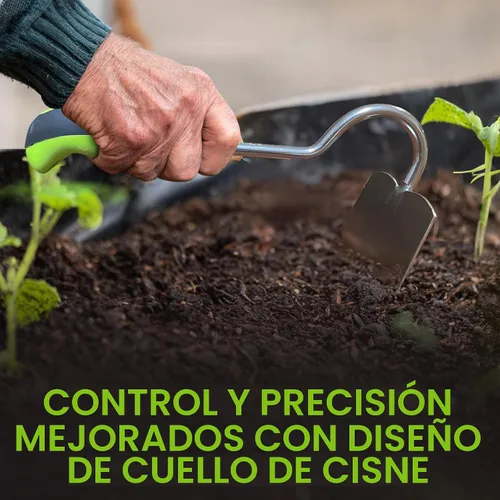 Vista 2 de Garden Guru - Herramienta cultivadora de azada de mano, acero inoxidable para una máxima resistencia, resistente a la corrosión, mango ergonómico