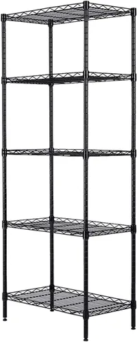 Vista 3 de Estantería de 5 estantes, ajustable, estantes de alambre de acero, capacidad de carga de 110 libras por estante, estanterías y almacenamiento