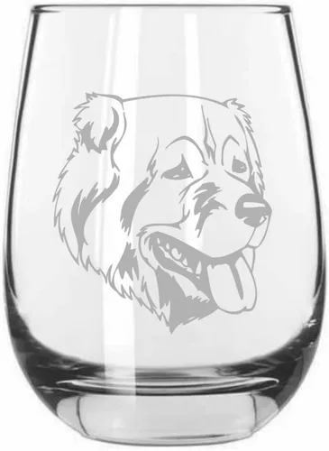 Vista 454 de Shar Pei (chino) - Vaso de vino sin tallo grabado para perro, 15.25 onzas