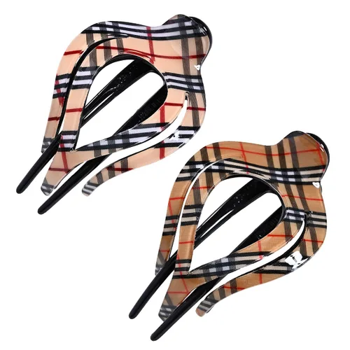 Vista 7 de 2 pinzas para el cabello con forma de corazón para cola de caballo, pasadores elegantes para mujeres, accesorios para el cabello rizado (celosía)