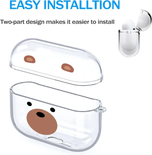 Vista 7 de Funda para AirPods 4 2024 con mosquetón de llavero, funda transparente para AirPods 4, diseño de anime, funda suave con adornos para niños, niñas
