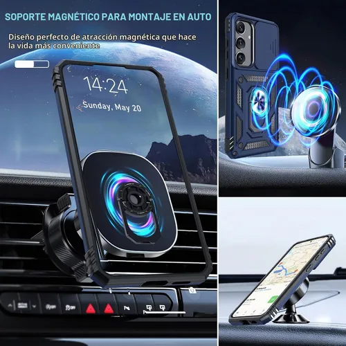 Vista 8 de Janmitta Compatible con Samsung Galaxy S24 FE Funda con Cubierta Deslizante Integrada para Lente de Cámara + Protector de Pantalla + Soporte de Azul