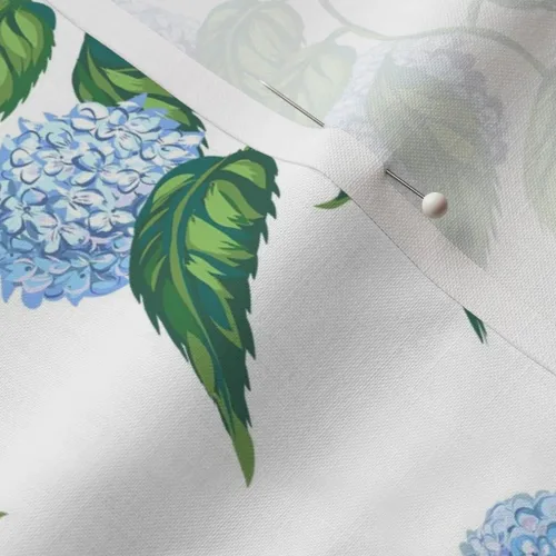 Vista 5 de Spoonflower Tela Hortensia Floral Azul Verde sobre Algodón Pétalo Patio Meadow Hamptons Grandmillennial Uso para coser ropa de acolchar