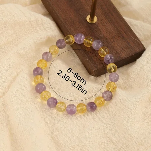 Vista 13 de Crystal Vibe Pulseras de cuentas de 0.315 in para mujeres y hombres, pulseras de cristal con piedras preciosas naturales, tamaño elástico ajustable