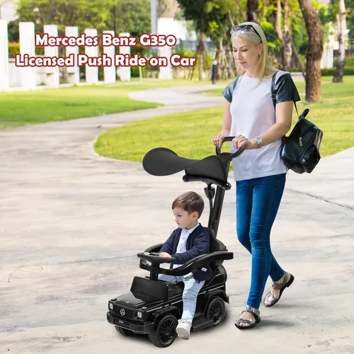 Vista 8 de Costzon Coche de empuje para niños pequeños, 3 en 1 Mercedes Benz Cochecito deslizante para caminar con toldo, asa, barandilla de apoyabrazos