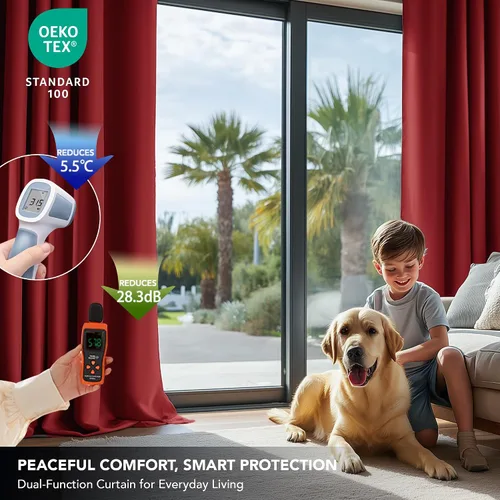 Vista 6 de Deconovo Cortinas Opacas de Navidad, Aislamiento Térmico con Bolsillo para Varilla, Reducción de Ruido, Certificado Oeko-TEX, Cortinas Oscurecedoras