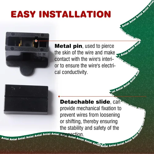 Vista 5 de SPT-1 Vampire Plugs 20 piezas Negro – Enchufe deslizante hembra y macho, enchufe eléctrico de repuesto para luces de decoración de Navidad