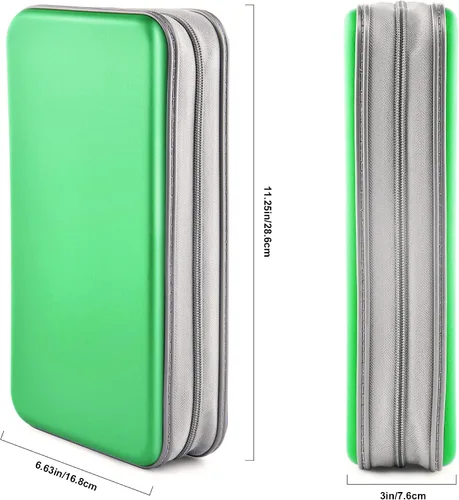 Vista 6 de Funda para CD, capacidad para 80 DVD, VCD, multimedia, Blu-ray, soporte para cartera, organizador de almacenamiento (verde)