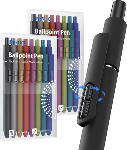 Vista 9 de 16 bolígrafos negros - bolígrafos de bola de punta media de 1.0 mm Bolígrafo retráctil de escritura suave para enfermeras, hombres, mujeres
