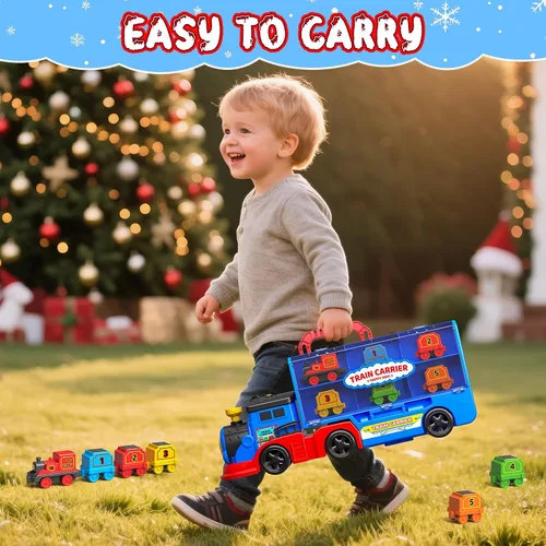 Vista 6 de AuroTops Juguetes para niños de 3, 4, 5, 6 años para niños, niña, niño, juguetes 2 en 1, camiones de juguete para niños pequeños, juego de tren