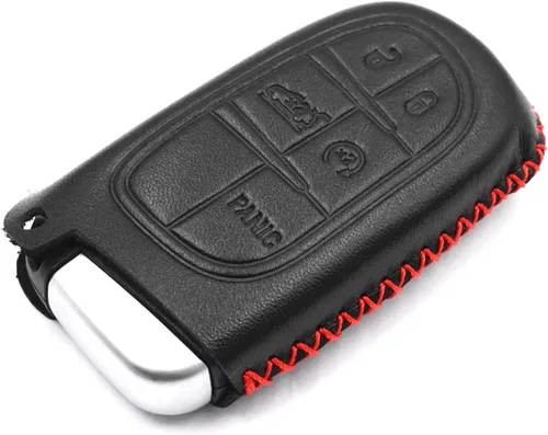 Vista 6 de Funda de cuero con 5 botones para Dodge Journey Durango Challenger Charger Jeep Grand Cherokee Chrysler 300 (negro)