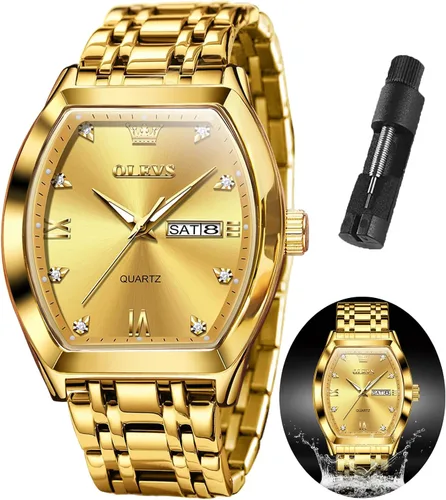 Vista 13 de OLEVS Relojes para hombre, de lujo, para negocios, analógicos, de cuarzo, relojes de pulsera para hombre con correa de malla de acero inoxidable